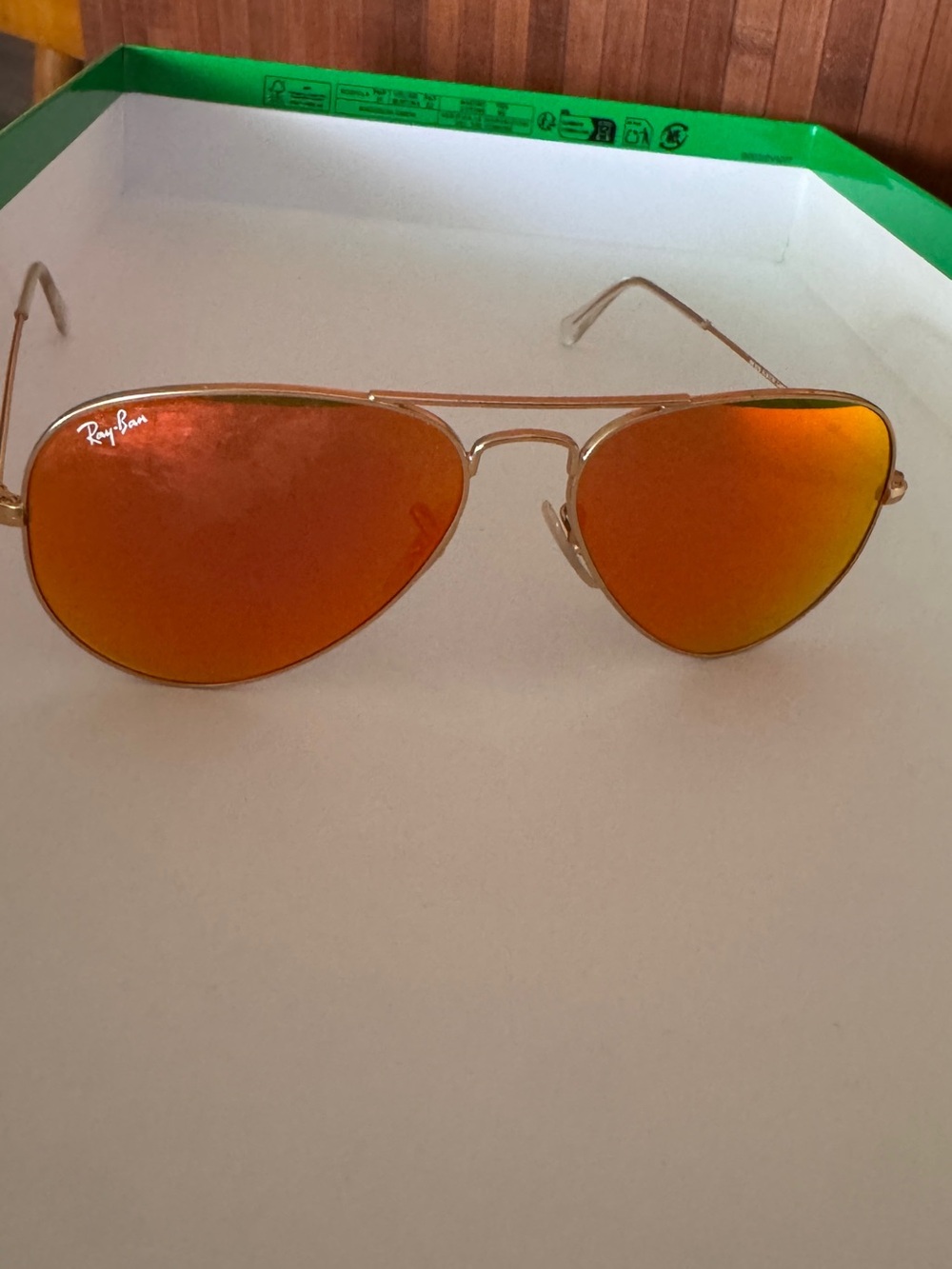 Ray-Ban Women's Aviator Sunglasses - Gold Frame with Orange Mirror Lenses